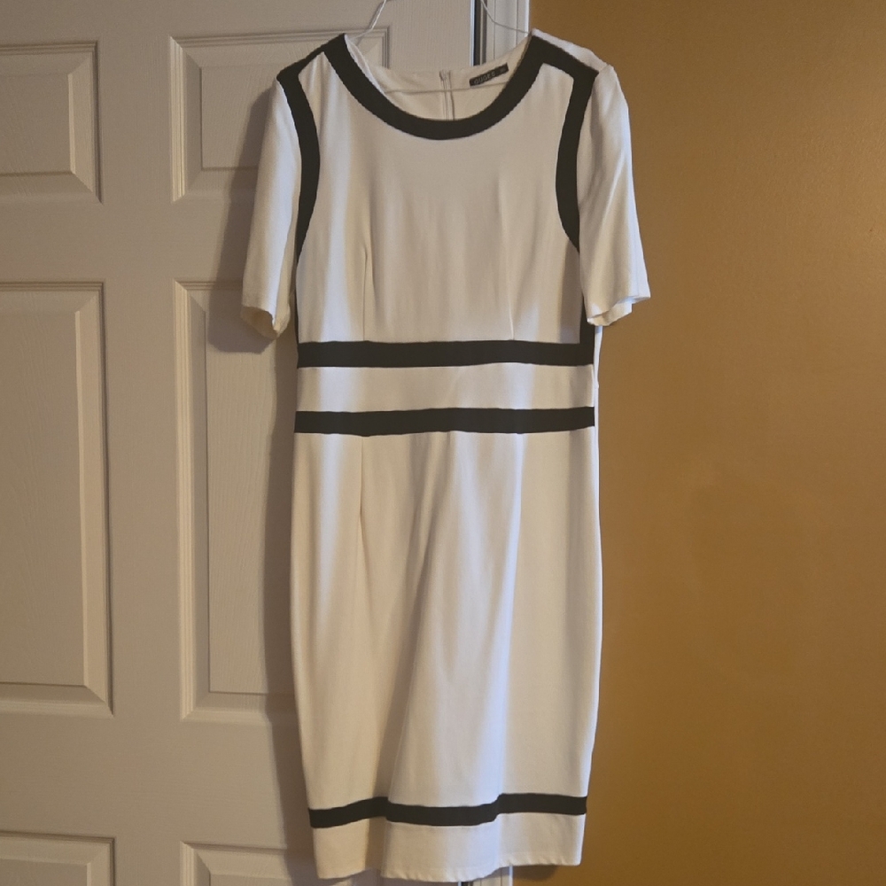 Elegant Off White and Black Dress